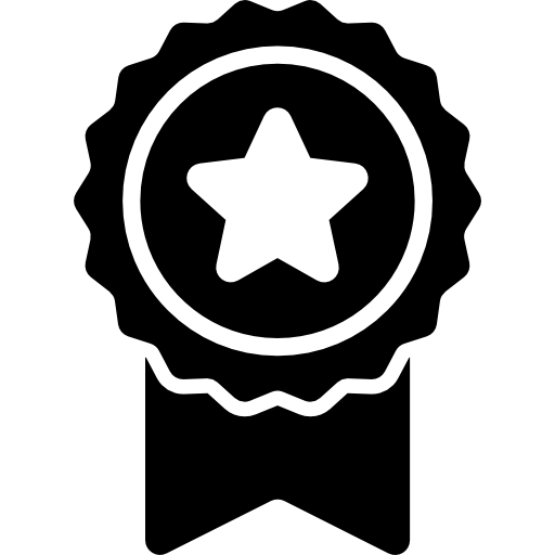 An icon depicting an award with a star