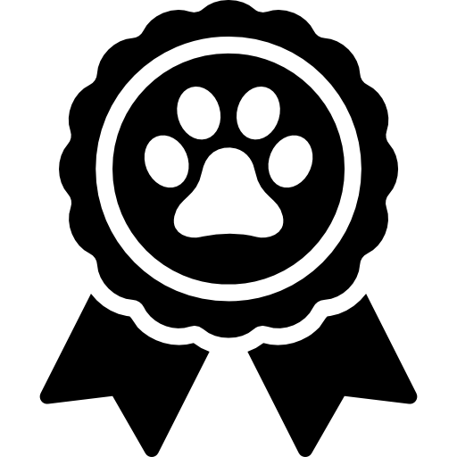 An icon depicting an award with a paw print